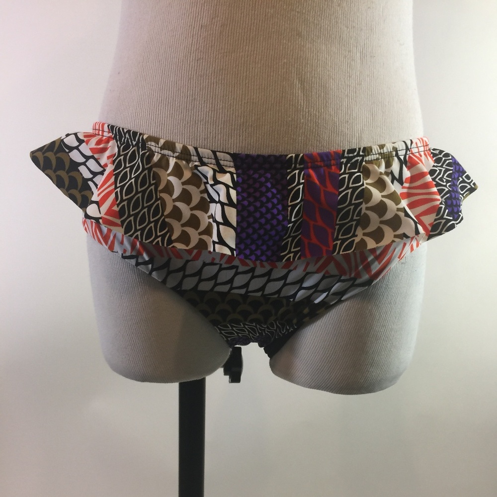Ondademar Ruffle Geometric Bikini Bottom S New